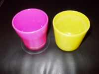 2 Kerzenleuchter für Teelicht Glas pink/gelb ca. 8cm hoch Rheinland-Pfalz - Rodalben Vorschau