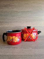 Emaille Topf mit Henkel Set Töpfe Rot Blumen Vintage Retro Deko Kr. Dachau - Odelzhausen Vorschau