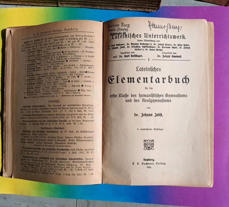 Buch, Lateinisches Elementarbuch von 1925 in Berlin