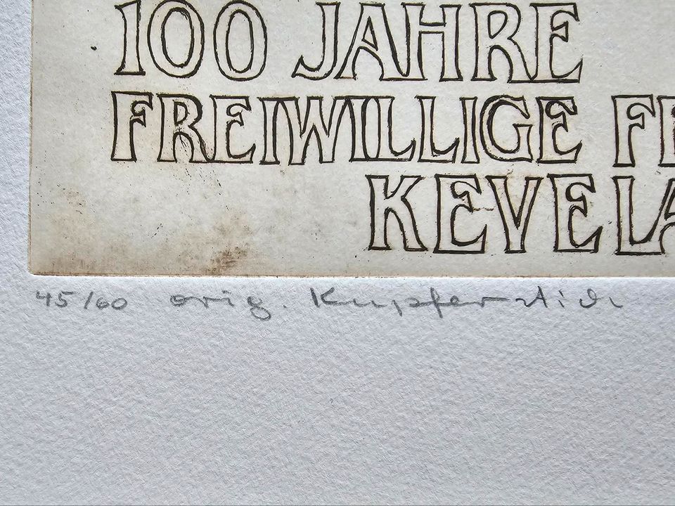 Kupferstich 100 Jahre Freiwillige Feuerwehr Kevelaer Karl Neuy in Oberhausen