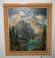 Oelbild auf Leinwand - Berglandschaft (Zugspitze?, Eibsee?) Berlin - Reinickendorf Vorschau