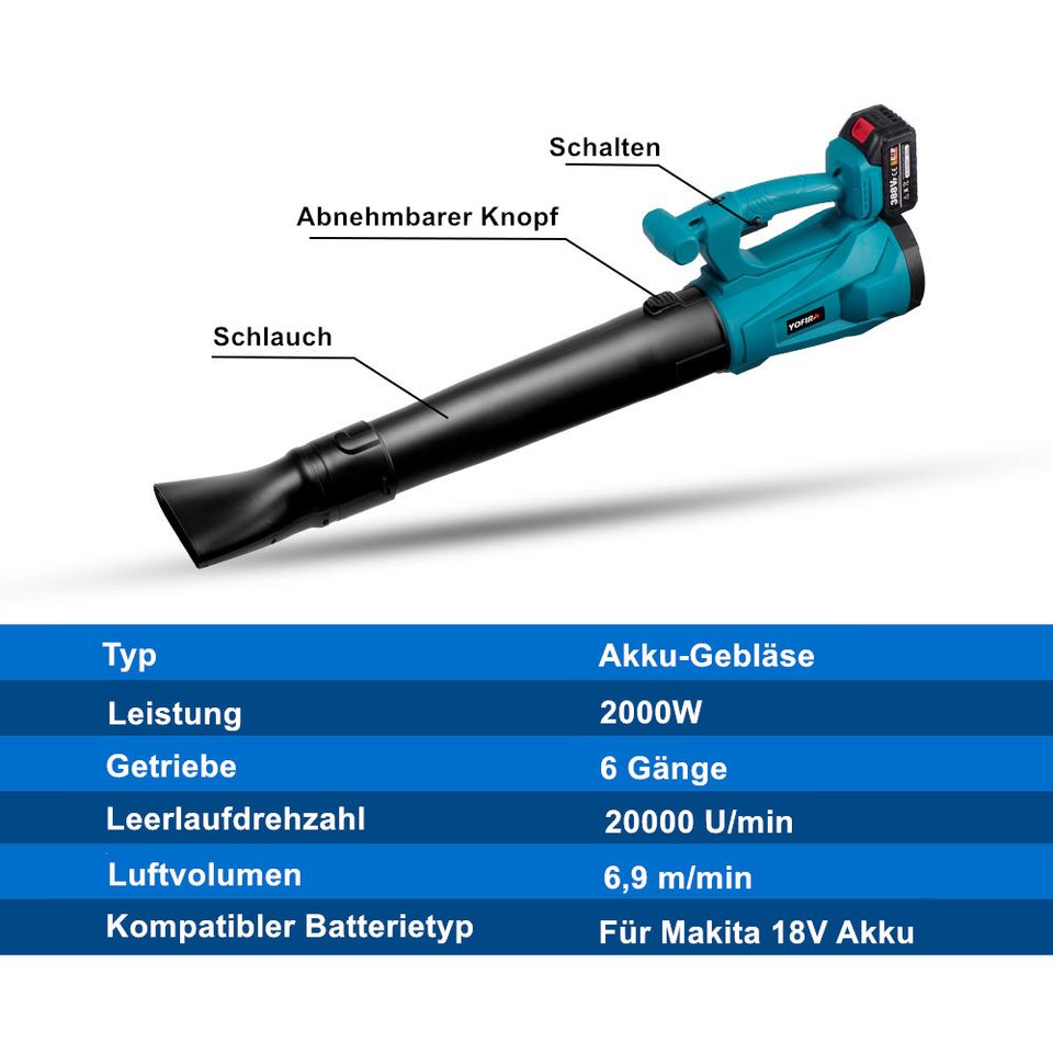 2x Akku Laubbläser Laub Bläser 18V Gebläse Elektrische Laubsauger in Weilburg