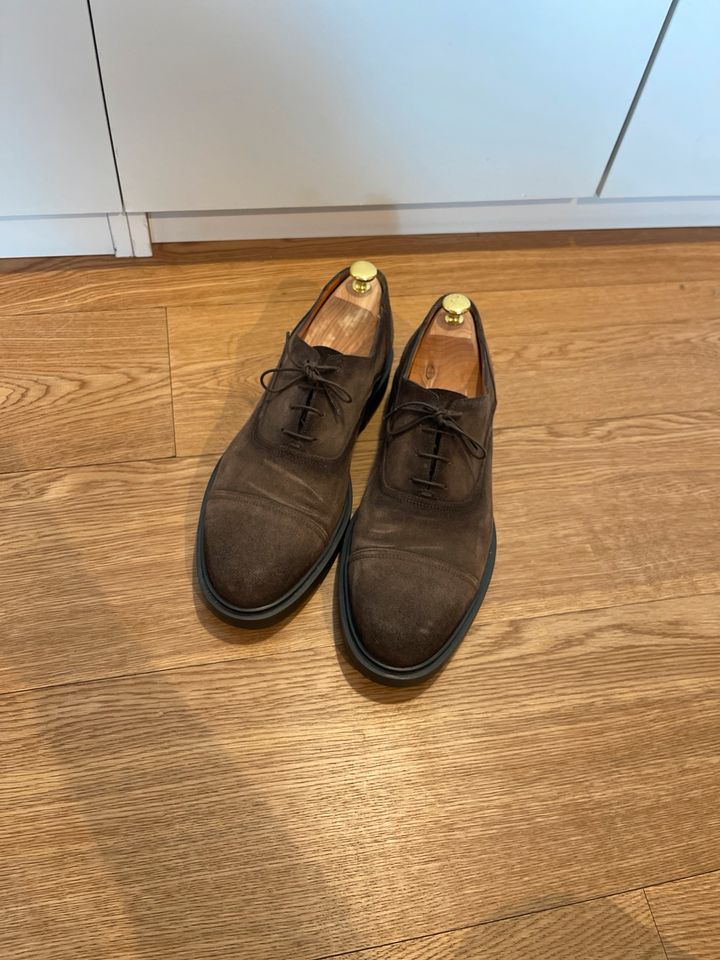 Santoni Oxford Halbschuh Wildleder dkl.braun 44/29,5cm in Düsseldorf