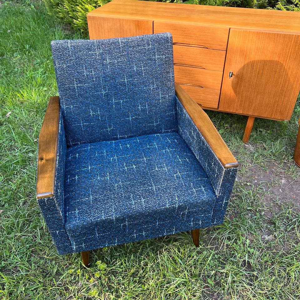 2 Stück Vintage Mid-Century Sessel Blau 60er 50er in Trier