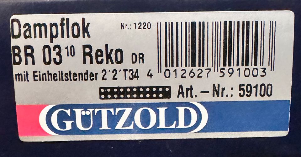 Gützold 59100 H0 BR 03 1057-3 Dampflok der DR in Ep. IV, OVP in Bottrop