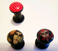 NEU Ohrring, Tunnel, 6mm, Polka Dots, Skull, La Catrina Schleswig-Holstein - Schülp Vorschau