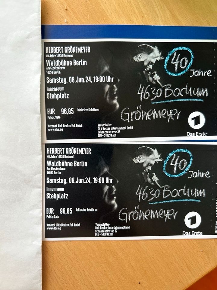 2 Tickets Herbert Grönemeyer Berlin, 08.06.2024, Innenraum in Erfurt