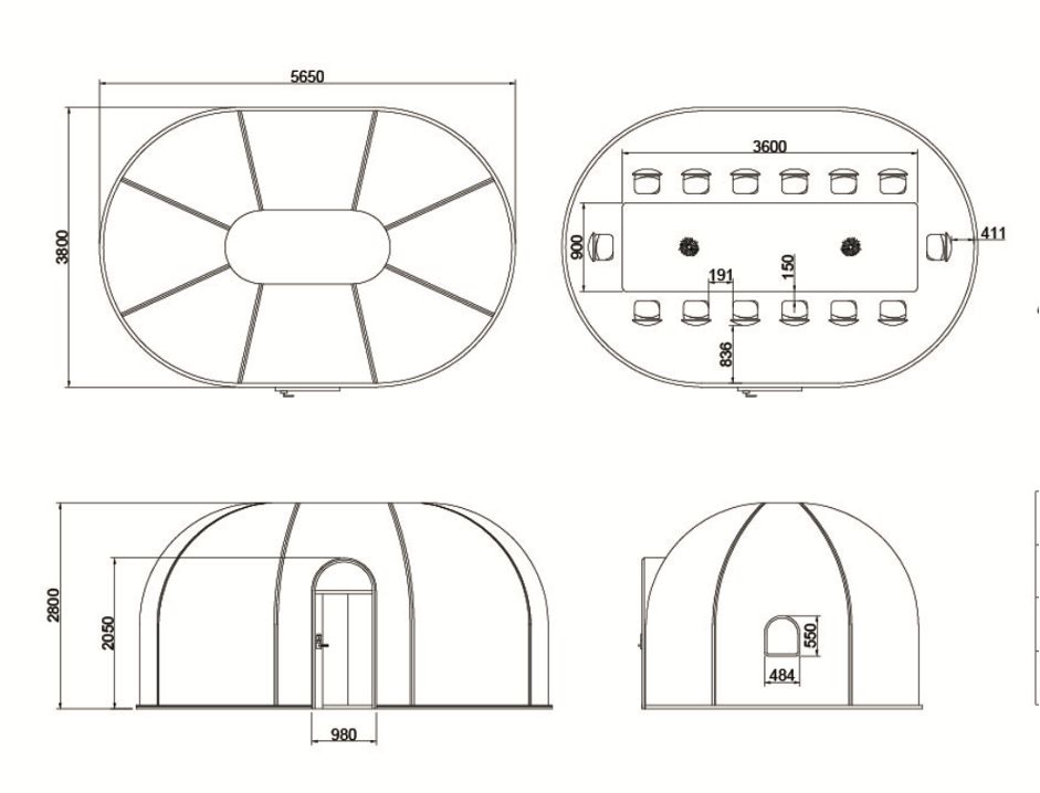 Glashaus, Glaspavillion, Glaskupelle, Glasdome Ellipse 3,8 x 5,65 in Grimma