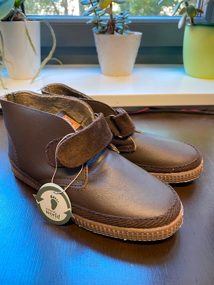 Natural World Marron gefütterter Lederschuh Übergang Gr 32 NEU in Zwickau