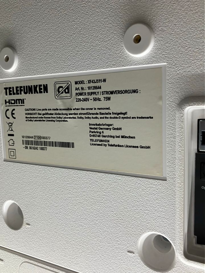 Telefunken TV XF43/511-W Neuwertig in Weinböhla