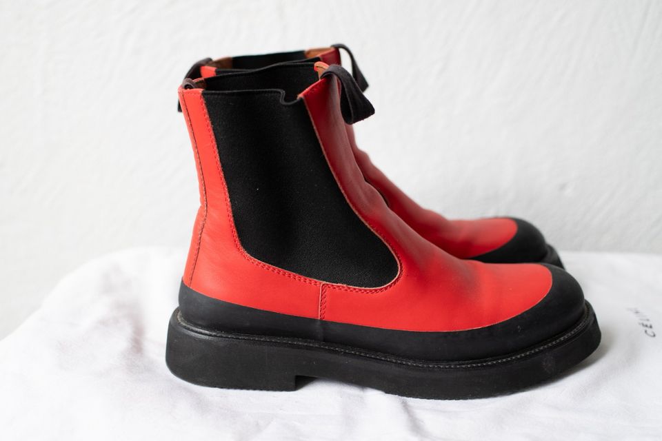 Old Céline Phoebe Philo Rote Leder Chelsea Country Boots 39.5 in Saarbrücken