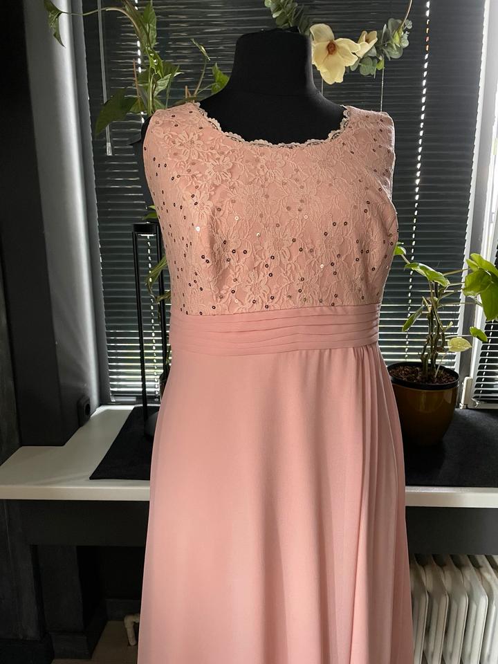Abend -/ Hochzeits Kleid Cocktail Abschluss Rosa Spitze Gr. 54 in Uelzen
