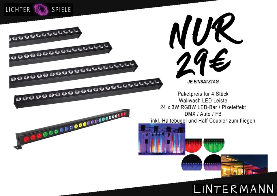 20x 72W RGB Wall Washer LED bar / MIETEN in Idar-Oberstein