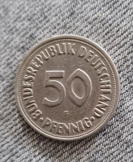 Münze 50 Pfennig 1950 F in Zülpich