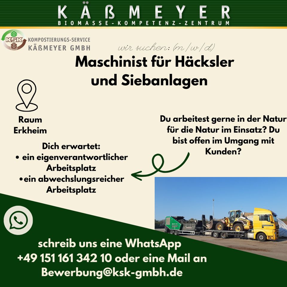 Maschinist für Häcksler und Siebanlagen (m/w/d) in Erkheim