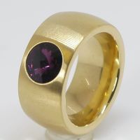 8 mm Edelstahlring 62 (19,7 mm Ø) gold mit Markenstein d.Lila Nordrhein-Westfalen - Herne Vorschau