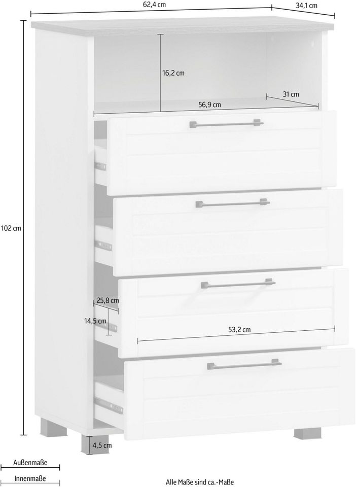 Kommode Highboard Grau Platingrau Eichelandhaus Midischrank #99 in Bad Oeynhausen