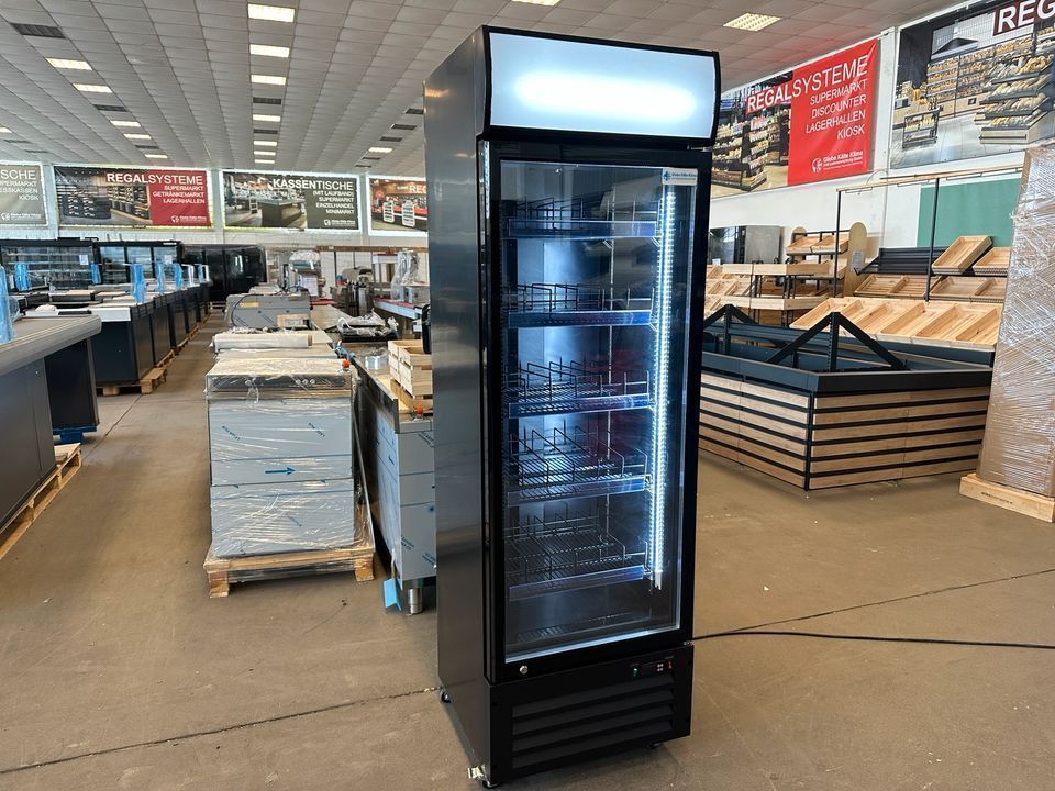 Getränkekühlschrank, Kühlschrank, 1 Tür, schwarz, 400Liter, Aufsatzbeleuchtung, Kiosk, Ladeneinrichtung in Mülheim (Ruhr)