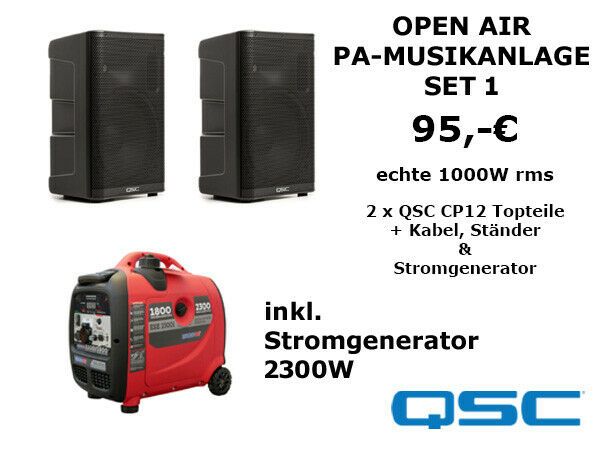 OPEN AIR PA-Anlagen, Musikanlagen, Soundboks 3, Musikanlagen mit Powerstation, PA-Systeme, Party-Technik, Lichteffekte, Nebelmaschinen,Mieten inkl. STROMGENERATOR in Berlin