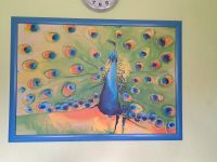 Bild Pfau in Holzrahmen blau 106x76 Vogel bunt Nordrhein-Westfalen - Lichtenau Vorschau