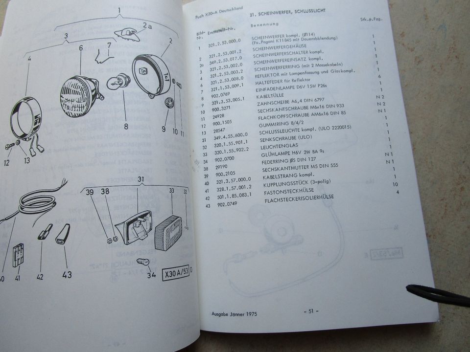 Puch,X 30, Ersatzteilkatalog,Reparaturbuch,Ersatzteilliste in Ettenheim