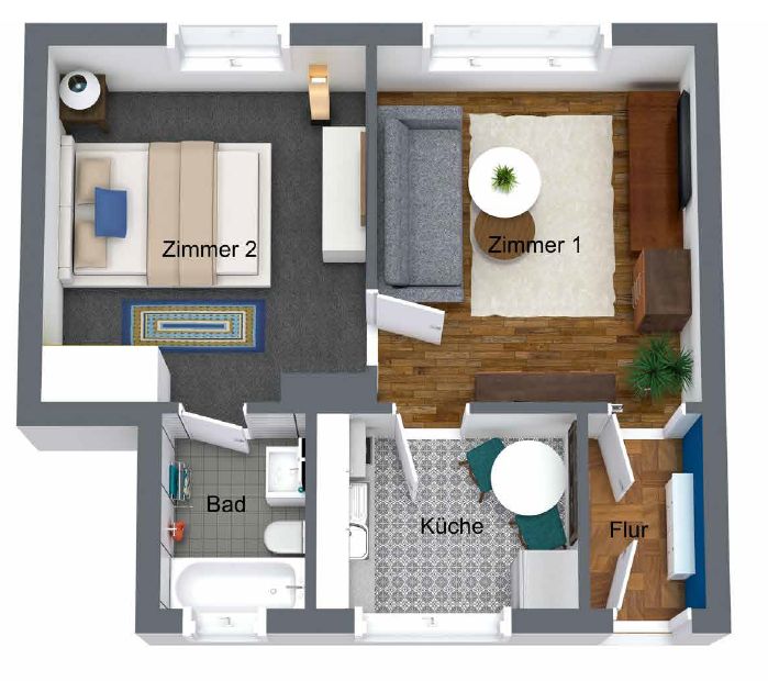 Neue Saniert 2 Zi-Wohnung in guten Wohnanlage in Oberhausen