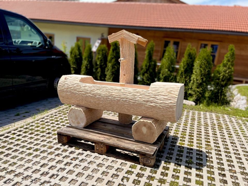 Holzbrunnen Baumstammbrunnen Holztrog Wassertrog Blumentrog in Schliersee