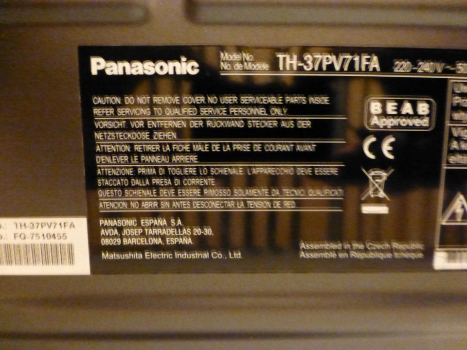 37 Zoll Panasonic Plasma TV TH-37PV71FA in Stuttgart