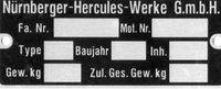 Typenschild Nürnberger-Hercules-Werke, Alu, Blanko Nordrhein-Westfalen - Kalletal Vorschau