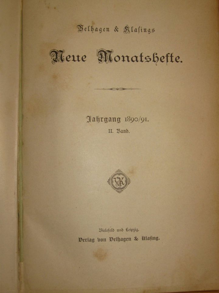 NEUE MONATSHEFTE 1890-1891, II. Band - Rarität - Antiquität in Berlin