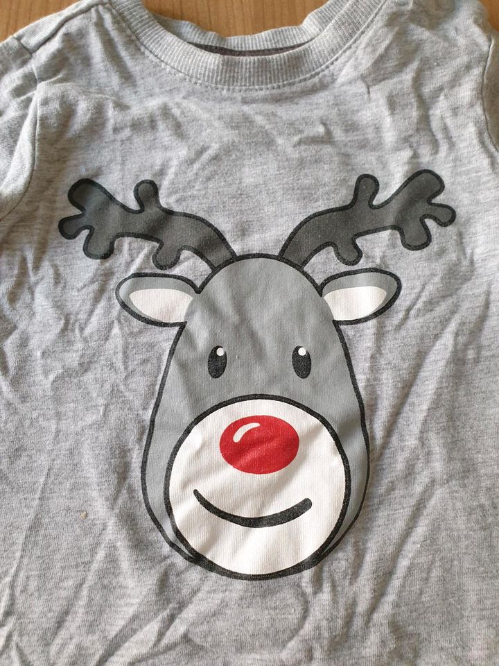 Kinder Baby Jungen Shirt Langarm Weihnachten Gr. 80 Rentier grau in Bad Doberan