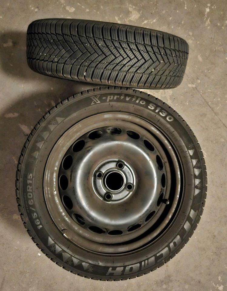 4 x Winterreifen 165/60R15 S130 inkl. Felgen für Peugeot 108 in Weimar