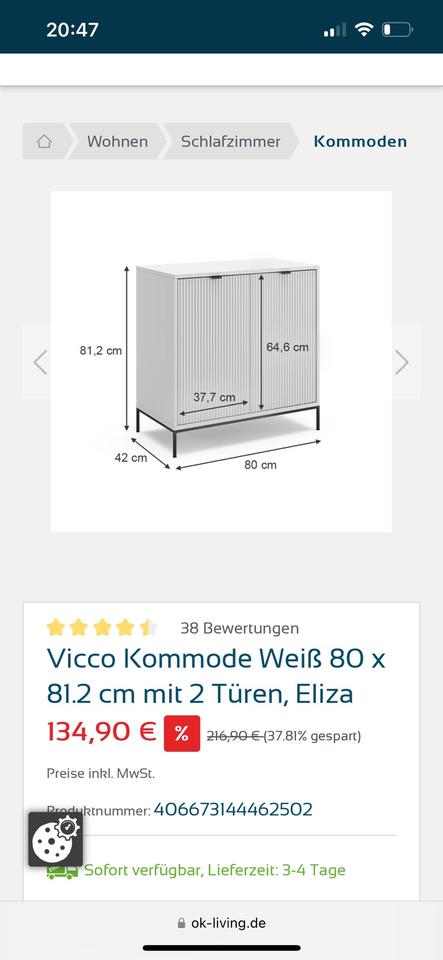 NEU: OKLiving Kommode Sideboard Schrank Weiss Schwarz Lamellen in Wolfhagen 