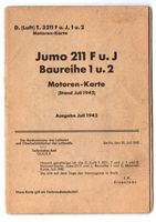 Junkers. Jumo 211 F u. J. Motoren-Karte. Stand Juli 1942.ORIGINAL Niedersachsen - Wolfsburg Vorschau