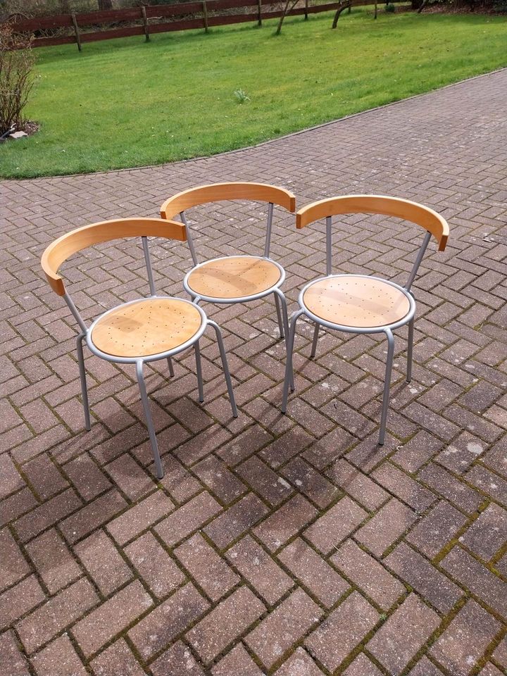 3 Stühle Holz Metall IKEA in Winsen (Aller)