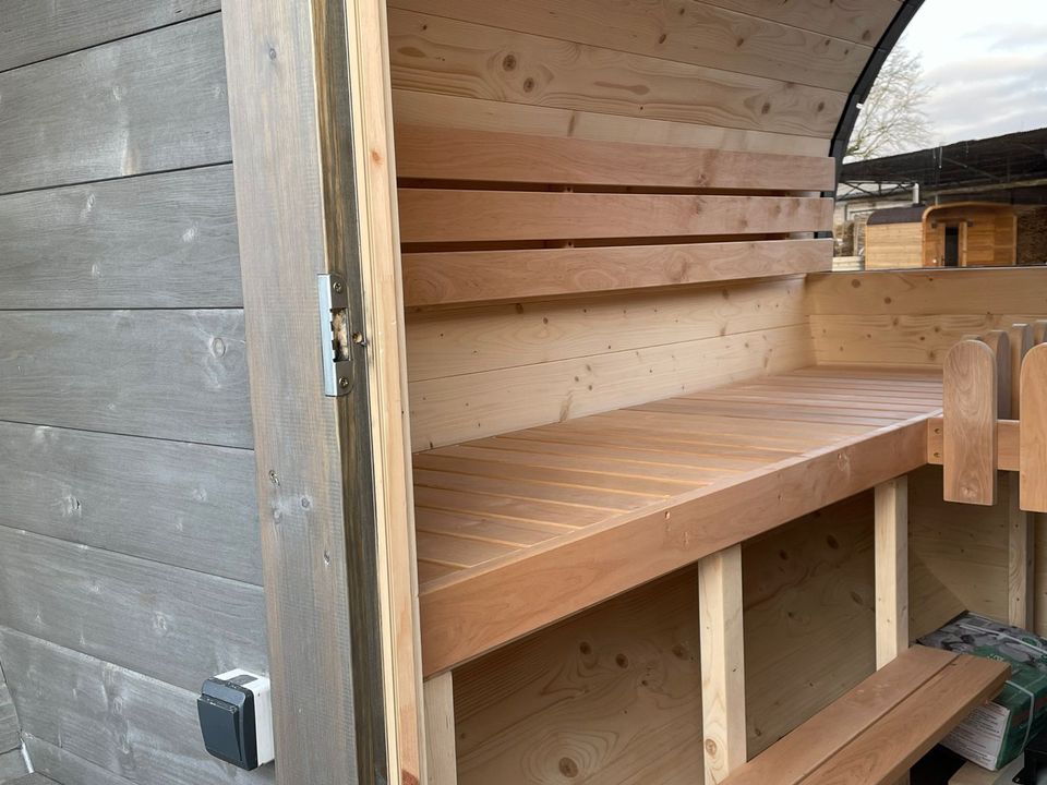 mobile Sauna 300cm mit Terrasse und Panoramascheibe in Wandlitz