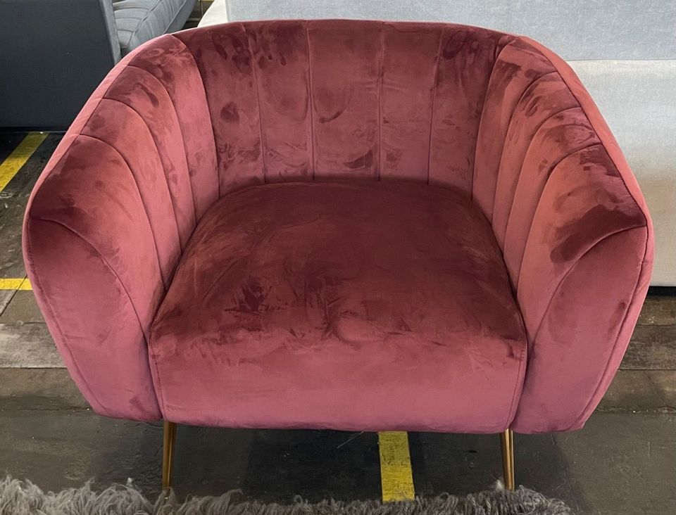 Sessel Einzelsofa Clubsessel Samtoptik rot Wohnzimmer Modern in Bielefeld