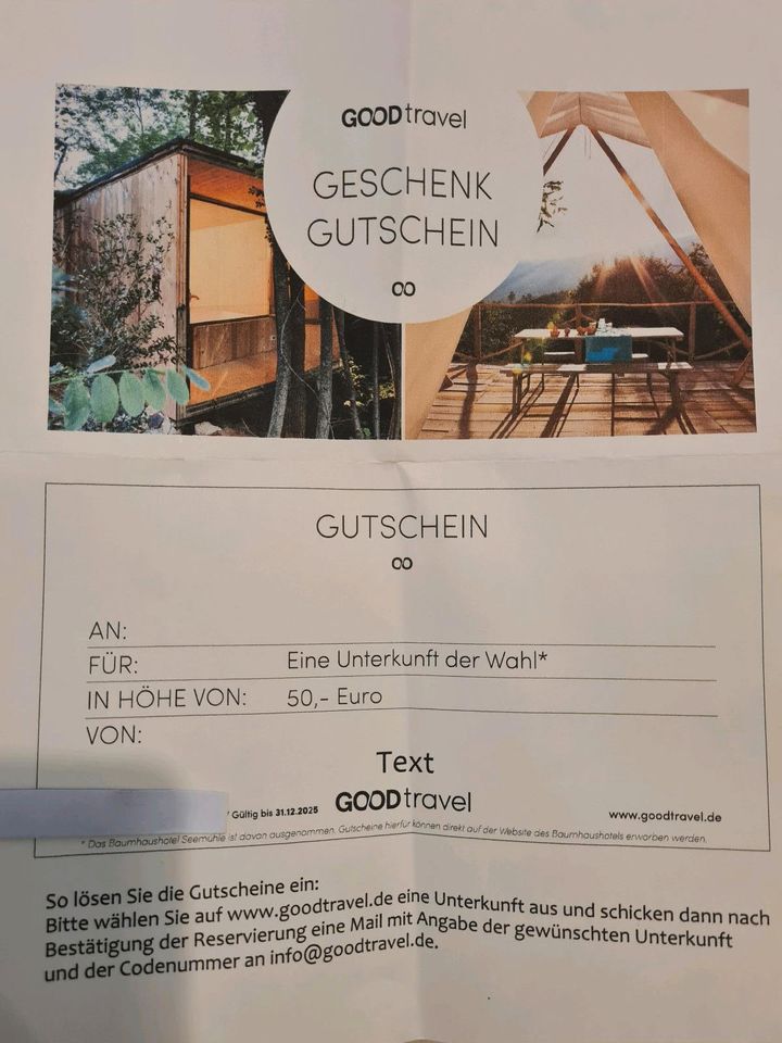 50 Euro Gutschein Good Travel / Hotelübernachtung in Goldschau