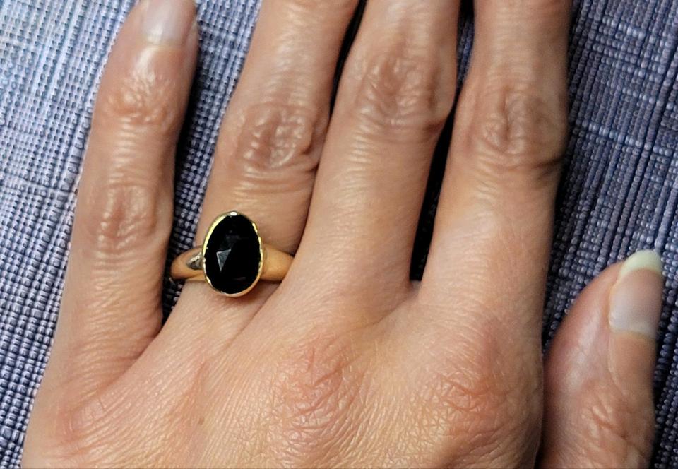 Ring Opal Opalring mit echtem Schwarzopal 925 Silber vergoldet in Wolfenbüttel