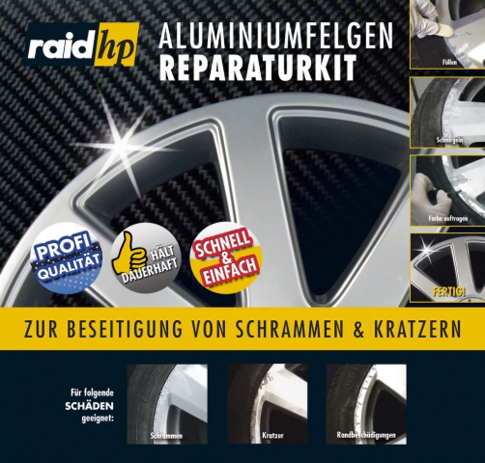 Raid hp Aluminiumfelgen,Alufelgen Reparatur Kit,Lackstift,Silber in Bad Schwartau