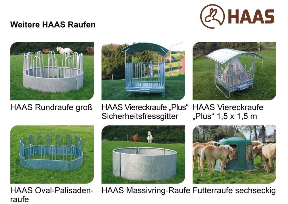 HAAS Viereckraufe "Plus" mit Sicherheit-FG+Futtersparnetz+Rahmen in Nümbrecht