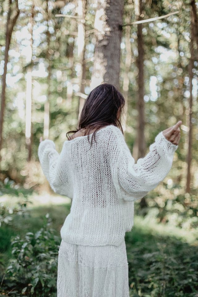 Braut Pulli Hochzeit Mohair Seide Pullover creme weiß ivory in Lilienthal