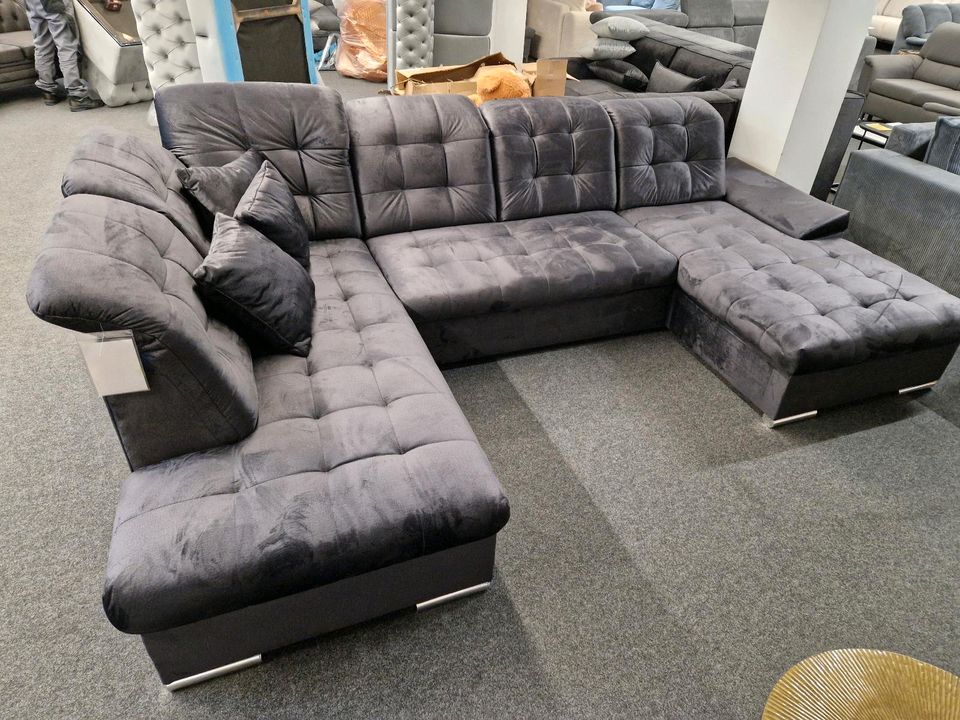 Sofa  Wohnlandschaft XXL-U-Form in Samt Schlaffunktion 2xBettkasten Möbel Wurm in Osnabrück