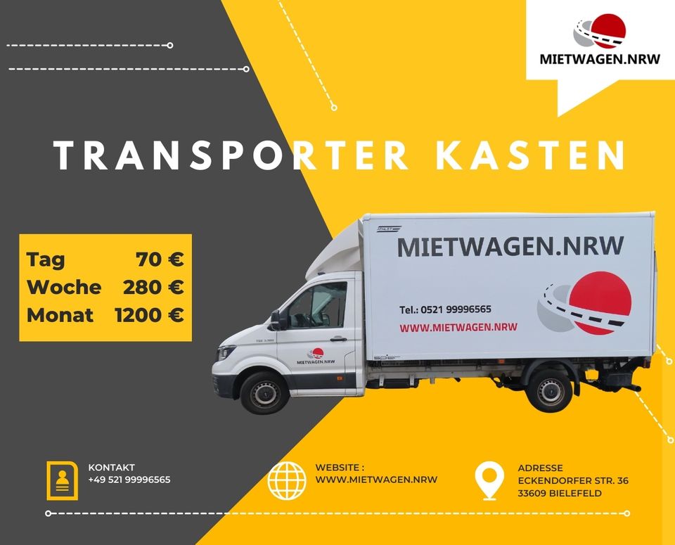 Transporter mieten, Kasten mit Ladebühne für 70 €/Tag inkl. 200 Frei-km, Autovermietung, Mietwagen in Bielefeld