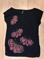 H&M Tshirt Schmetterling schwarz Größe S Bayern - Waltenhofen Vorschau