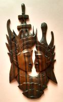 Wand - Deko, aus Holz geschnitzt, asiatisch, 31 cm hoch. Hessen - Biedenkopf Vorschau