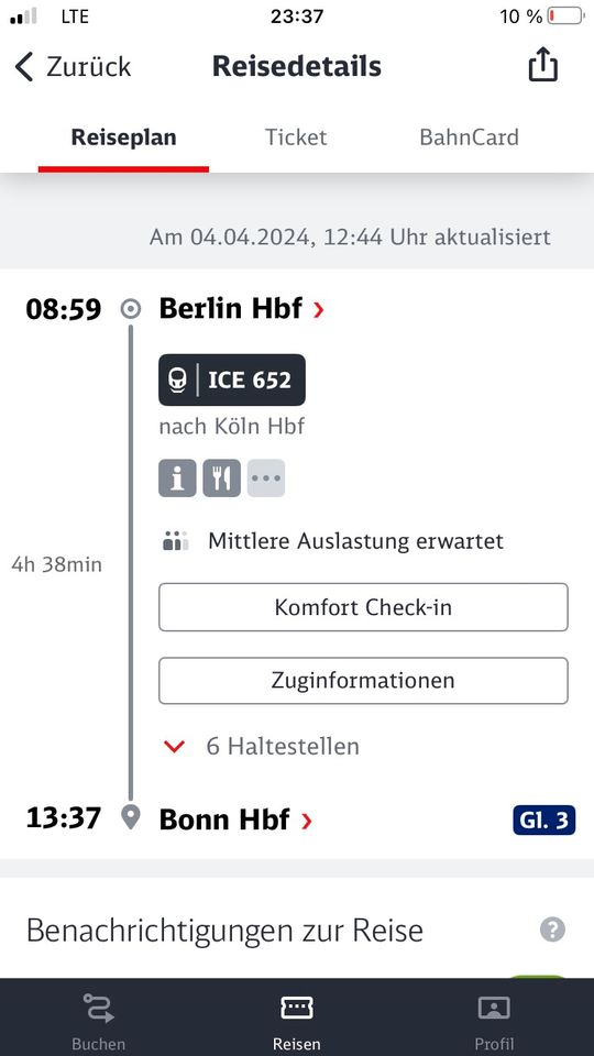 Berlin - Köln ICE Ticket in Bonn