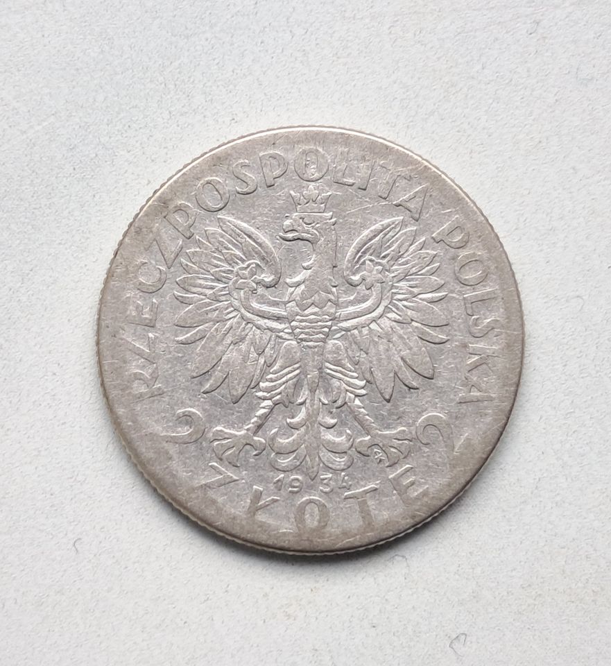 Polen 2 Zlote 1934 Frauenkopf Silber in Rödermark