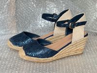 Sandalen mit Keilabsatz - blau - glitzernd - 8 cm hoch - Gr. 36 Essen - Essen-Borbeck Vorschau