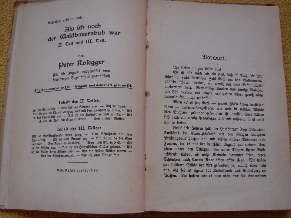 Als ich noch der Waldbauernbub war - 3 Bände Peter Rosegger 1913 in Nordhausen